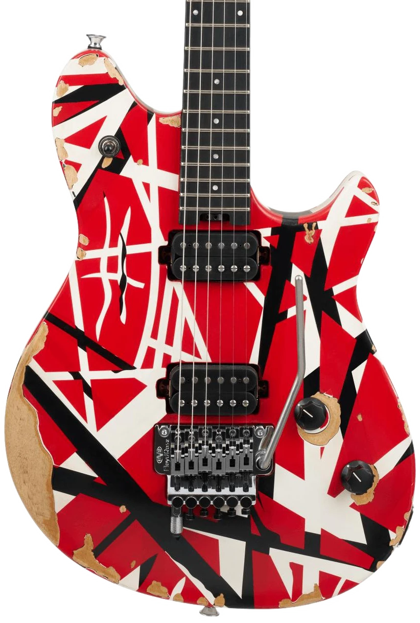 EVH Limited Edition Wolfgang Special Striped Series Fingerboard Red Black and White Aged